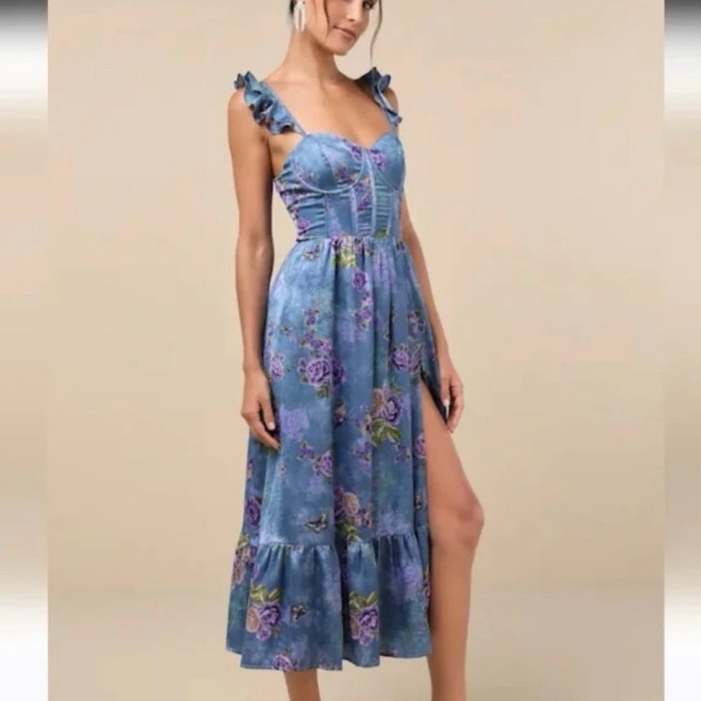 Floral Blue Midi Dress Sweet Like Sangria NWT